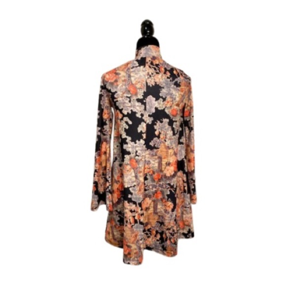 Zara Mock Neck Asian Print Dress - Size S - Picture 5 of 8